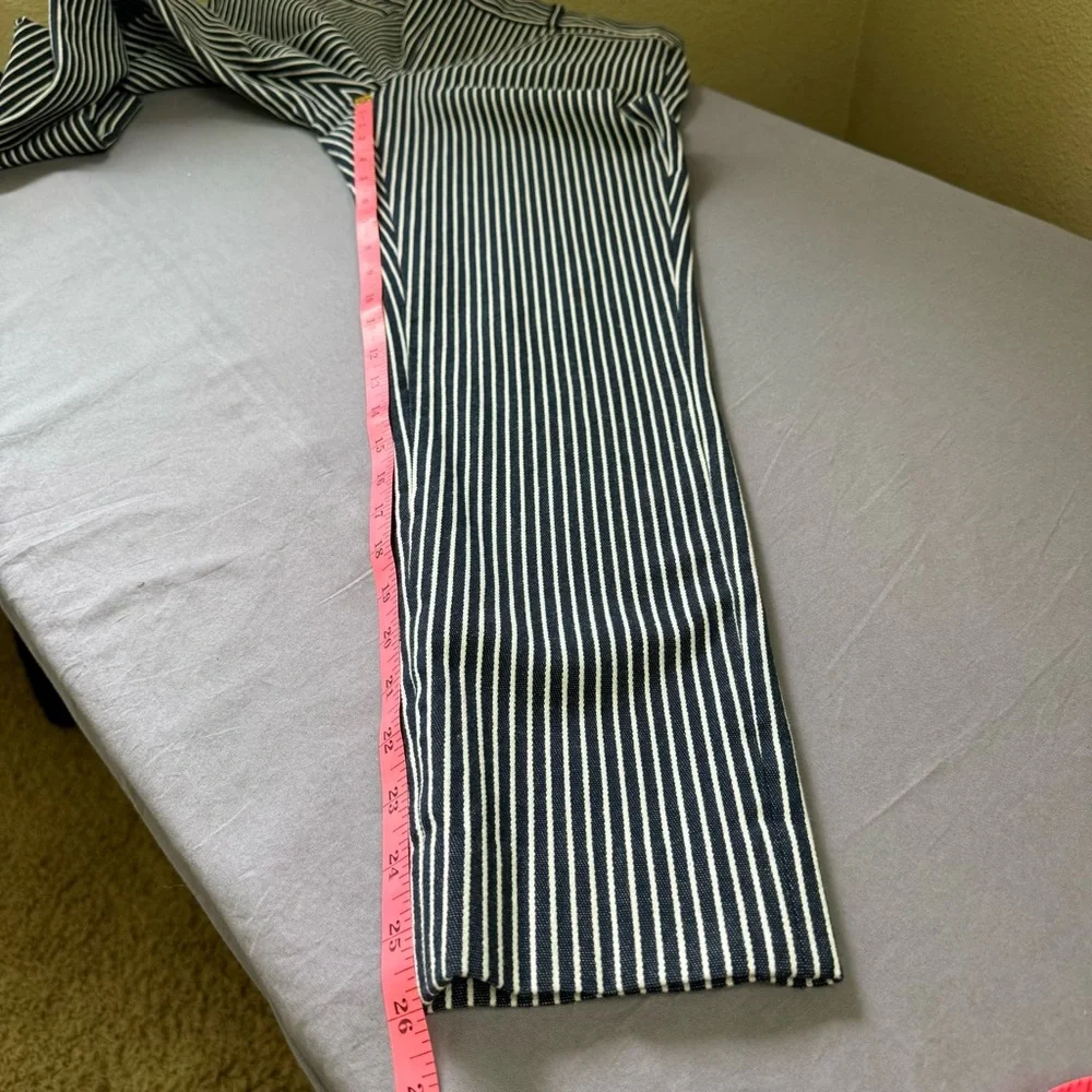 Banana Republic pants women 2 cotton blend slim ankle pin striped pants blue - Picture 12 of 13